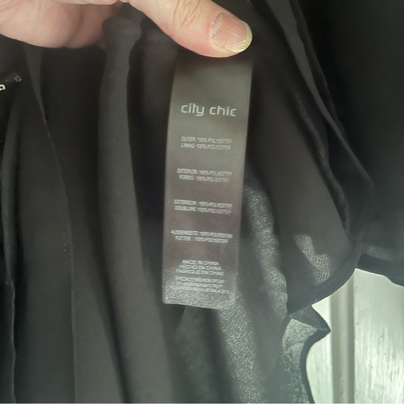 City Chic black sequin accents faux wrap top size 16 new - Picture 7 of 8